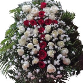 Coroa Fúnebre Rosas e Astromélias M